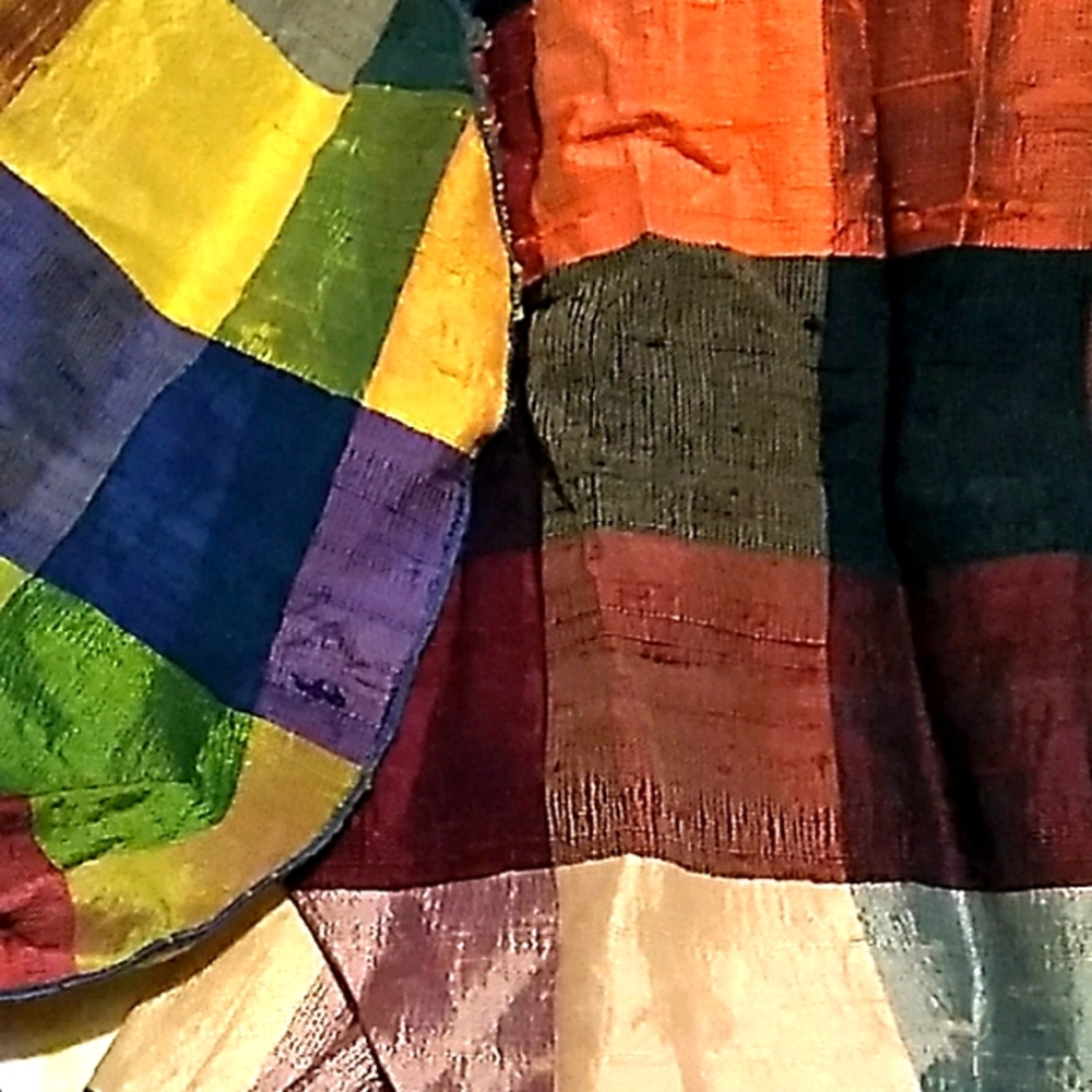 SILK SHANTUNG Vintage SASH 70" X 7" Rainbowesque EPLVC